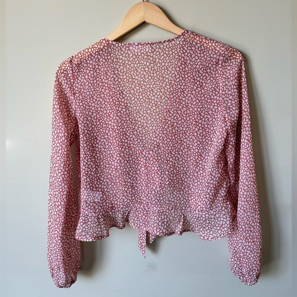 Sage  The Label Tie Front Crop Top Blouse Size Small - Picture 2 of 4